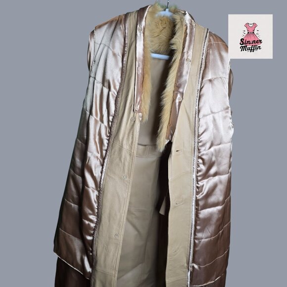 Terry Lewis Classic Luxuries Long 100% Leather and Faux Fur Trimmed Coat - Picture 12 of 16